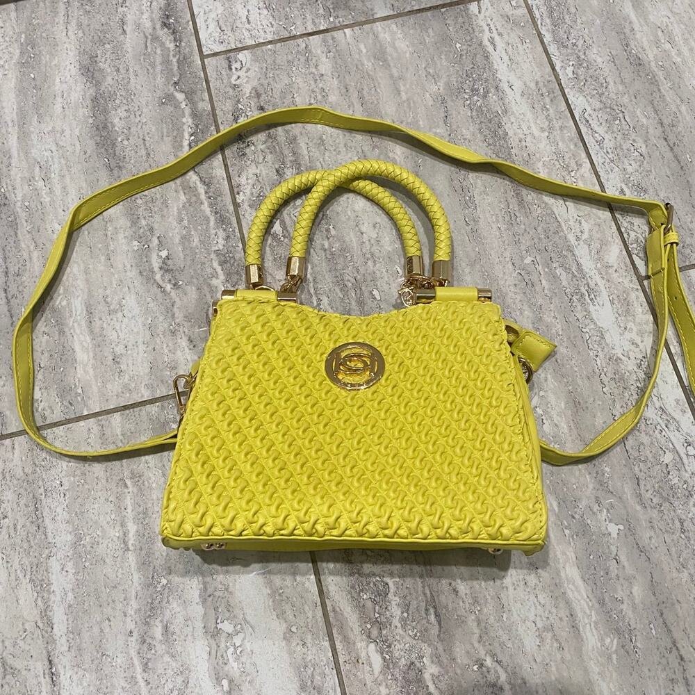 Bebe Erika Satchel Women's Lemon Yellow Shopper Bag Purse